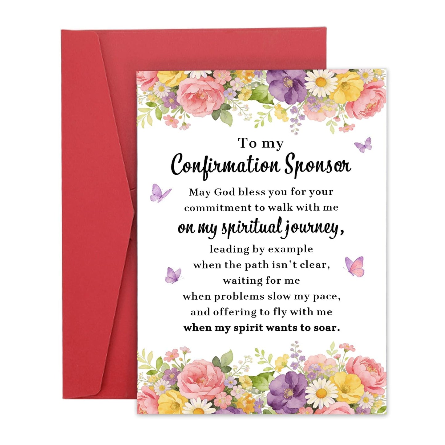 Confirmation Sponsor Card, Confirmation Sponsor Gifts for Women Godmother, Christian Thank You Card from Godchild Girls, Catholic Appreciation Cards for Sponsors Spiritual Mentor