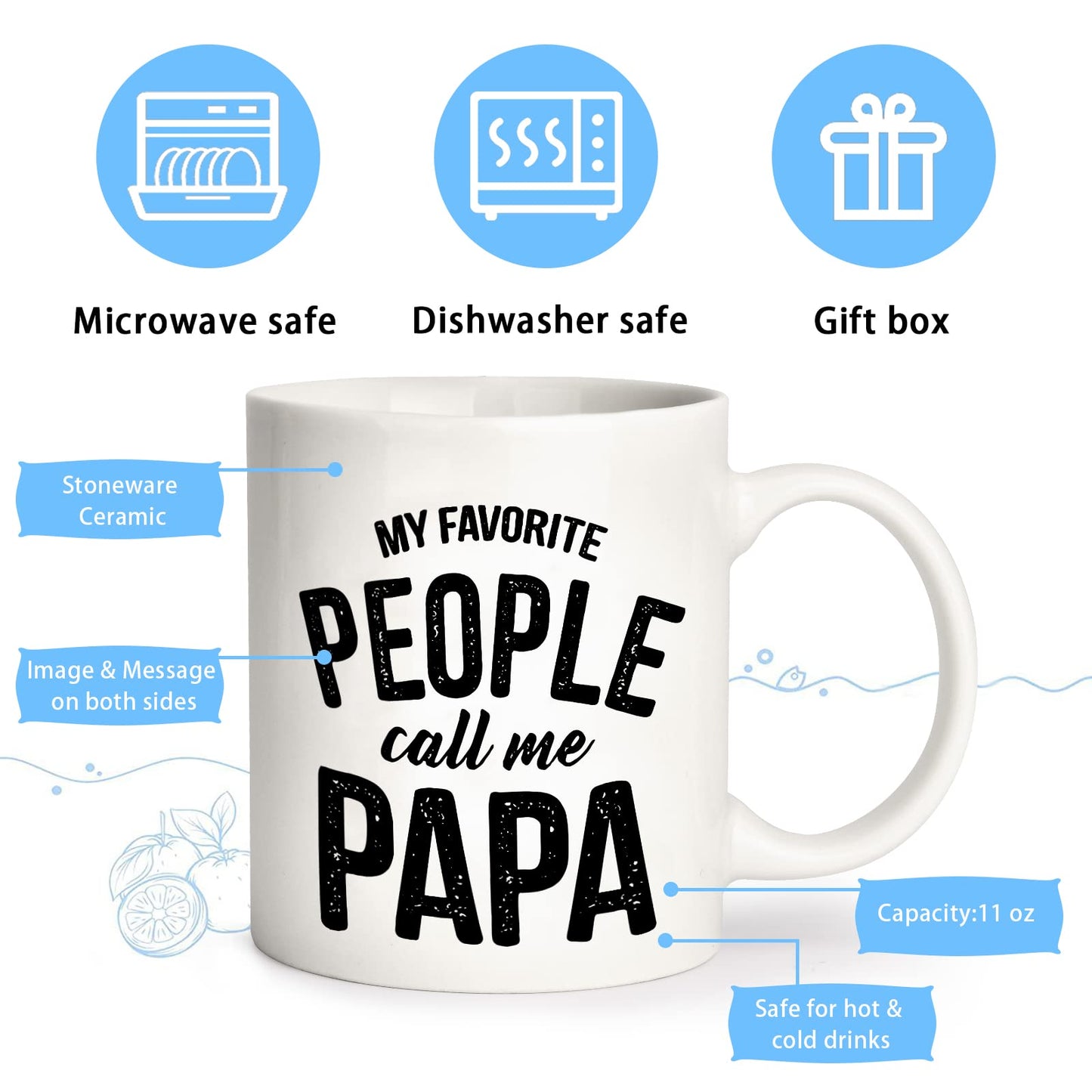 Ulrhpc Fathers Day Dad Gifts: 11 OZ Novelty Coffee Mug - Funny Gifts for Papa Dad Birthday Anniversary Retirement Christmas Presents for Him Husband
