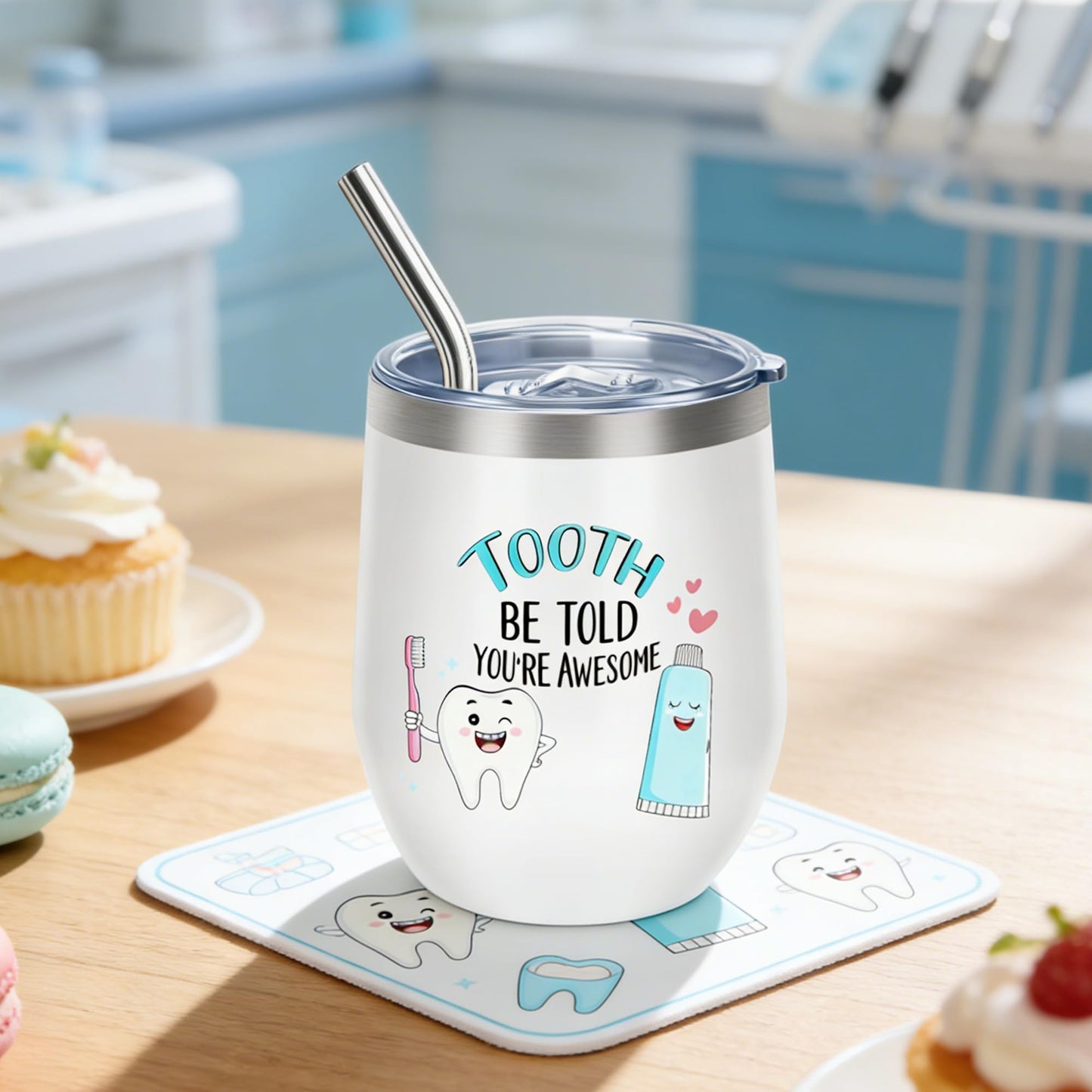 Dentist Gifts for Women Unique Dental Assistant Gifts Funny Dental Hygienist Gift Including Tumbler Mug Socks Badge Reel Holder Makeup Bag Ballpoint Pen Crochet Teeth for Birthday Christmas