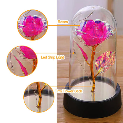 BAOXUE Rose Flower Gifts for Mother's Day Ideas, Mothers Day Flowers Gifts for Mom Wife from Daughter Son Husband,Light Up Rose in Glass Dome, Galaxy Forever Rose Eternas Birthday Gifts for Women
