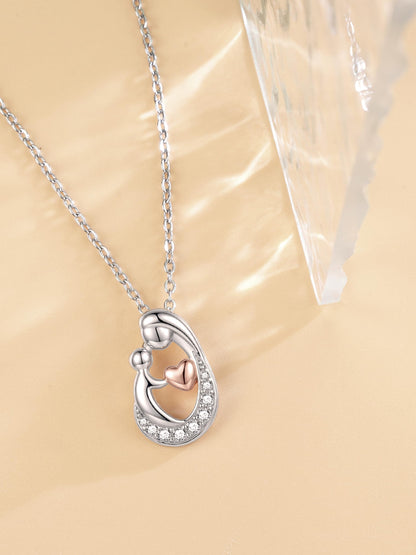 Sereney First Mothers Day Gifts for New Mom Necklace, New Mom Gifts as 1st Mothers Day Necklace for Women, White Gold Plated Hugging Heart Pendant as Hypoallergenic Mother Jewelry for New Mommy