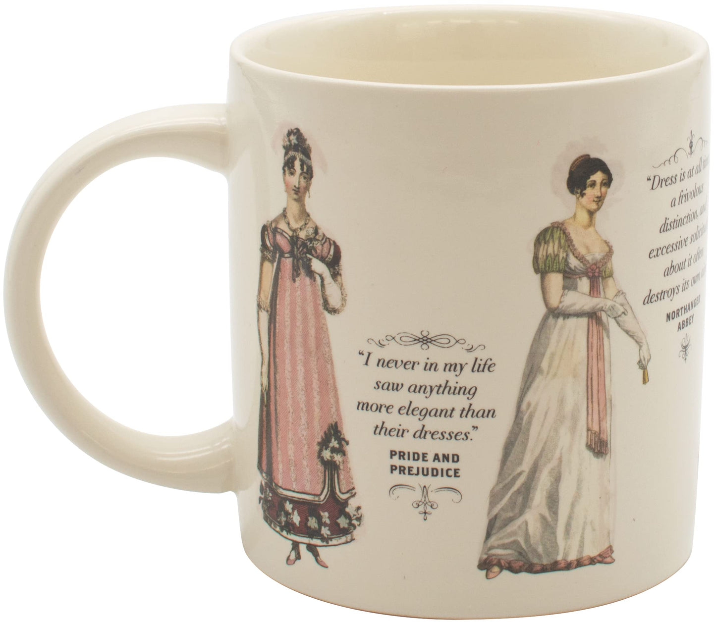 The Unemployed Philosophers Guild Jane Austen Finery Color Changing Mug - Coffee Transforms Day Attire To Show Evening Gowns, Comes in Gift Box, 12 oz