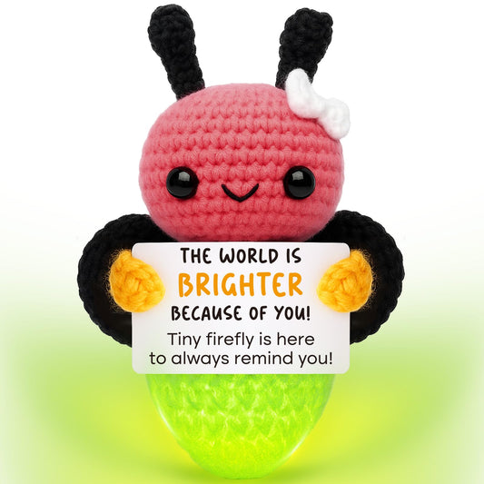 Mini Motivational Gift for Women Men Handmade Crochet Firefly for Friends Mentors Employees Teachers Leader Birthday Valentines Farewell Cheer Up Mental Health Uplifting Desk Reminder Self Care