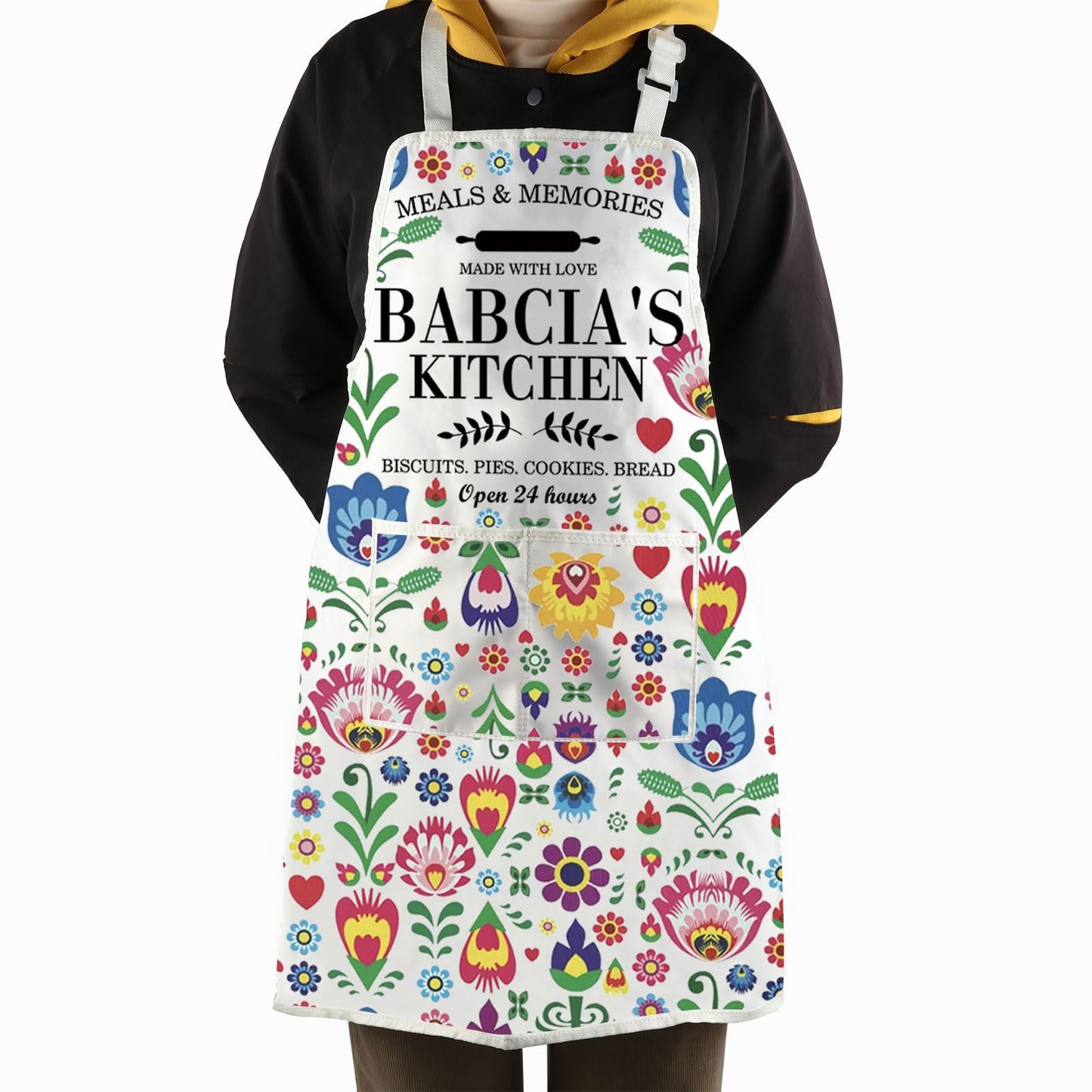 WCGXKO Polish Babcia Kitchen Apron Polish Grandma Birthday Gift Babcia Gift Babcia Retirement Gift