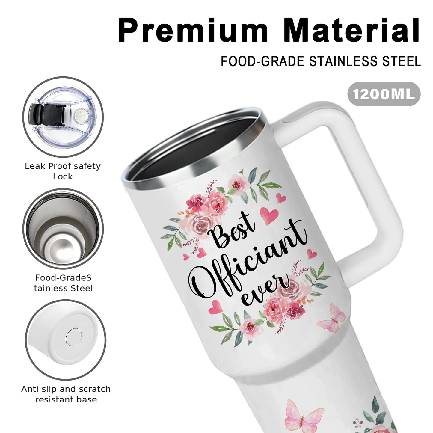 Wedding Officiant Gifts Tumbler, Best Officiant Ever Gift from Couple, Wedding Thank You Gifts for Bridesmaid, Funny Bride Groom Party Gift Coffee Cup 40oz