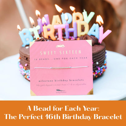 Lucky Feather Sweet 16 Gifts for Girls | 16th Birthday Bracelet Gift Idea for 16 Year Old | 16 year old girl gifts on Adjustable Cord | 16th birthday gifts for girls | Silver, Gold, Rose Gold Dipped