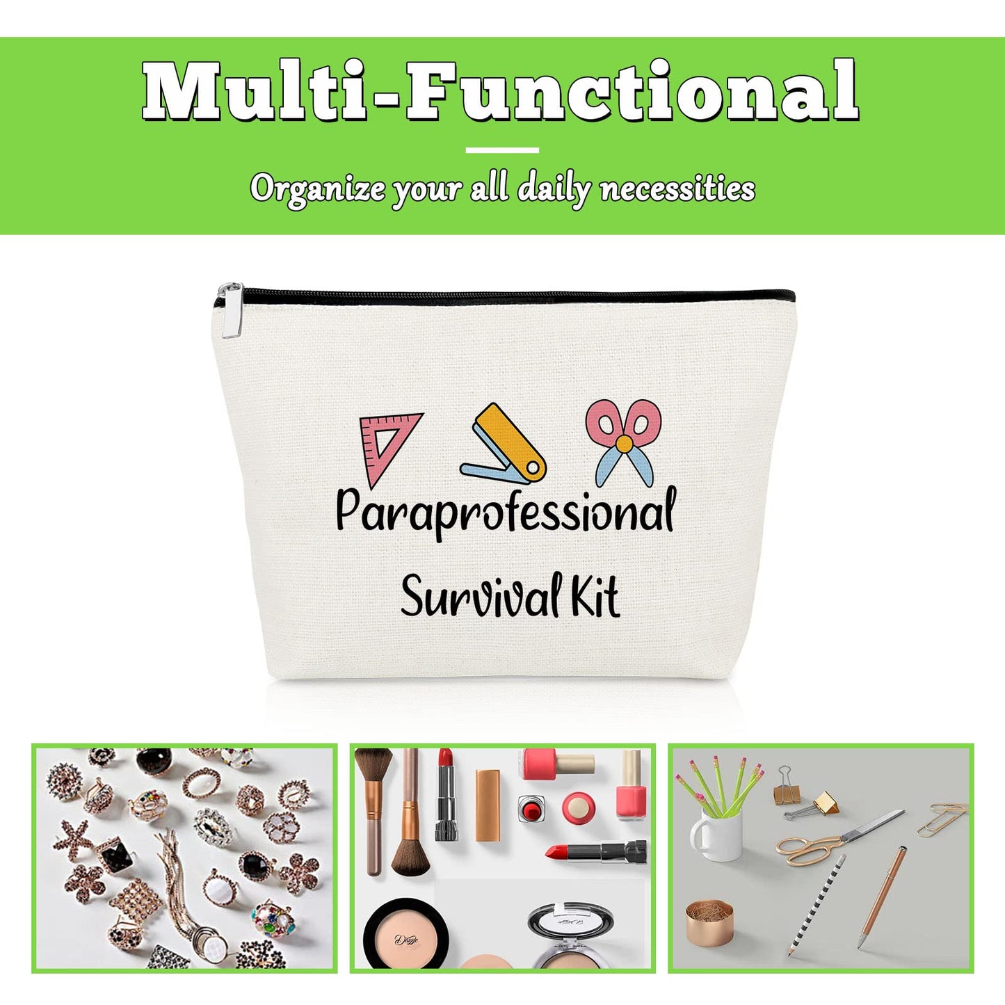 Paraprofessional Appreciation Gift 2 Pcs Makeup Bag Para Thank You Gifts for Paraeducator Teacher Assistant Travel Pouch Teachers' Day Birthday Christmas Graduation Present 2 Pack Cosmetic Bag