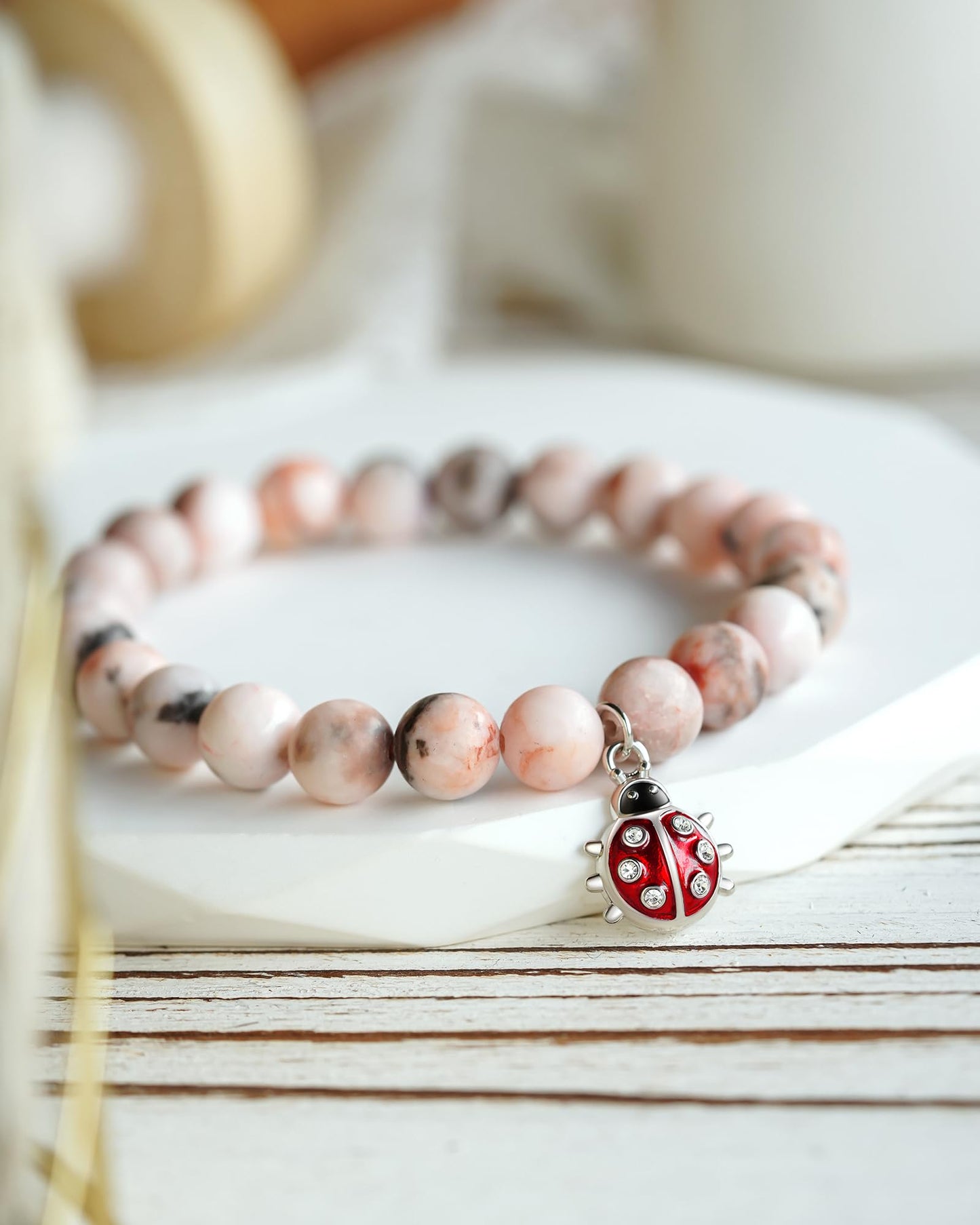 Lucky Ladybug Bracelet Good Luck Charms Gifts for Women with Message Card, Luck Will Always Stay by Your Side