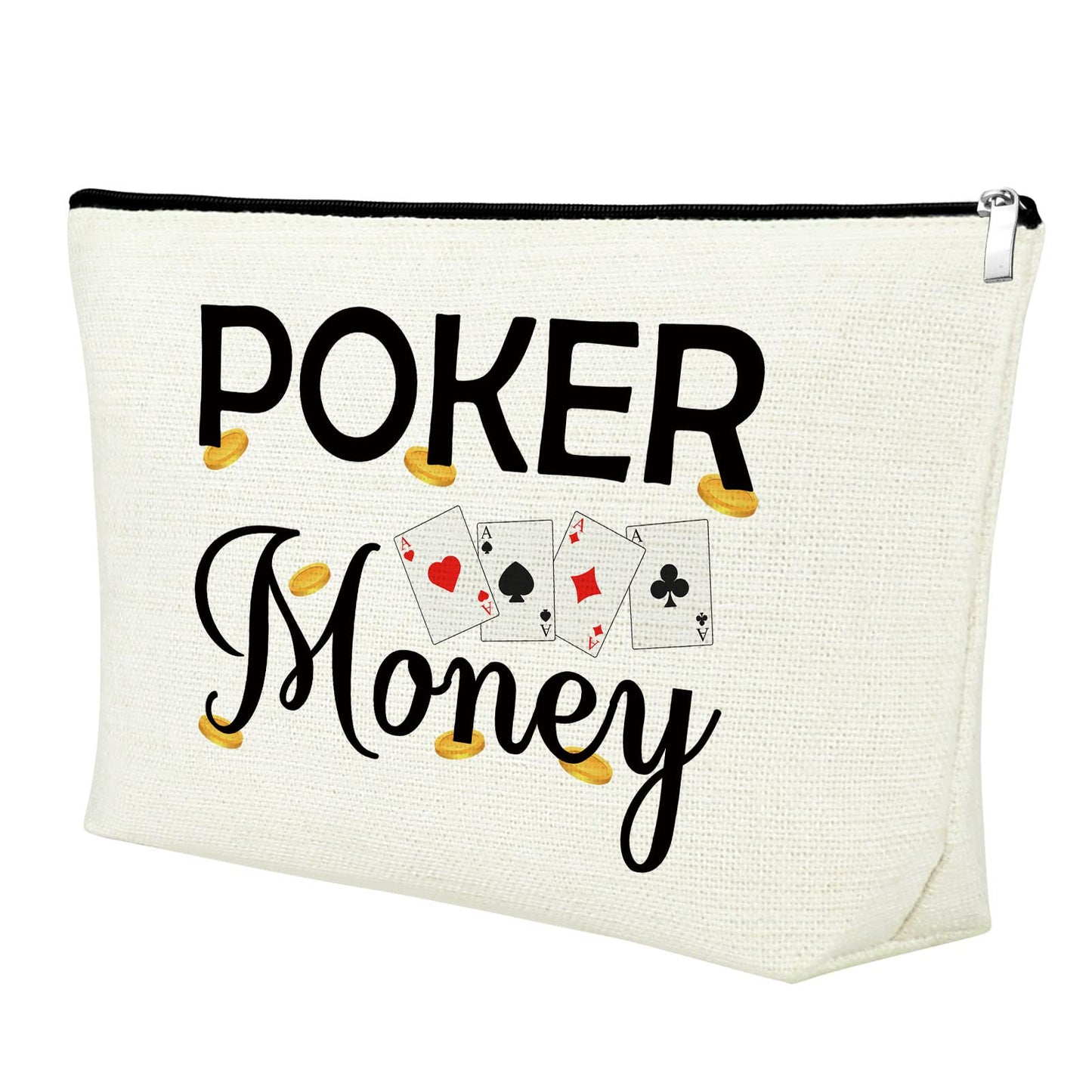 Mxrymvu Funny Casino Lover Gift Poker Money Cosmetic Bag for Women Gambler Makeup Bag Christmas Birthday Present for Gambler Friends Her Retirement Present for Grandma Travel Makeup Pouch