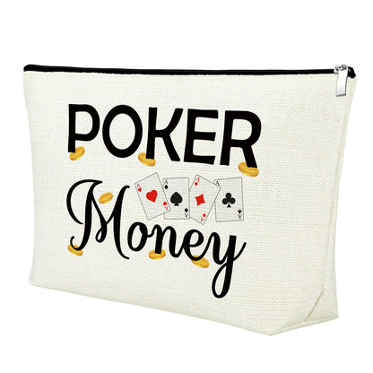Mxrymvu Funny Casino Lover Gift Poker Money Cosmetic Bag for Women Gambler Makeup Bag Christmas Birthday Present for Gambler Friends Her Retirement Present for Grandma Travel Makeup Pouch
