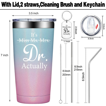 Grifarny Doctors Day Gifts - Ph.D. Gifts for Women - Ph.D. Graduation Gift for Her - Graduate Gift for Phd, Medical School Students, Doctors, Physician MD - It's Miss Ms Mrs Dr Actually Tumbler