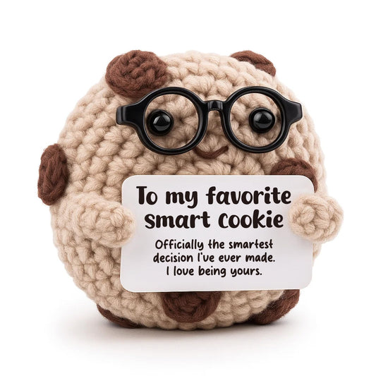 for him, Boyfriend's Birthday Present—a Cute “I Love You” Gift from Girlfriend to Boyfriend, Romantic Keepsake—a Crocheted Eggplant plushie for Men Named “Smart Cookie.”