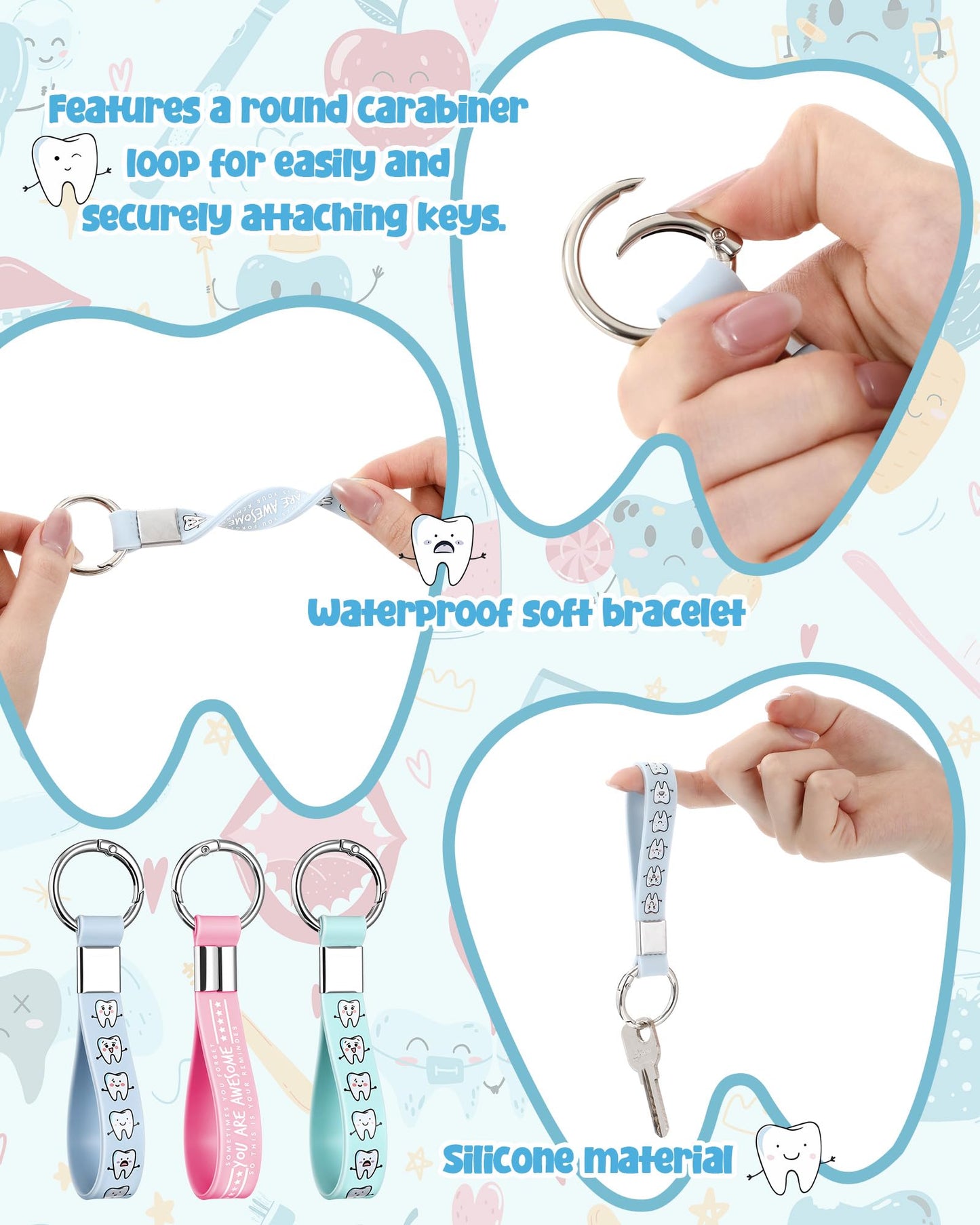 Liliaafar 24 Pcs Dental Assistant Gifts You're Awesome Key Rings Dental Hygienists Gift Dentist Tooth Inspirational Keychain Accessories for Dentist Coworker Women Nurse Graduation Office Clinic