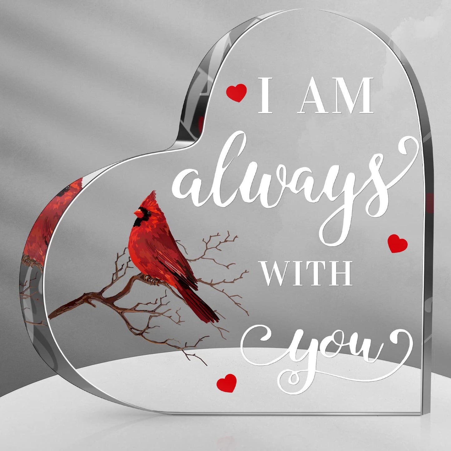 Yalikop Cardinal Gifts Red Cardinal Gift Memorial Gifts for Loss of Father Mother Sympathy Memorial Present Crystal Acrylic Bereavement Present for Loss of Loved One(I Am,5.95 x 6 x 0.6 Inches)