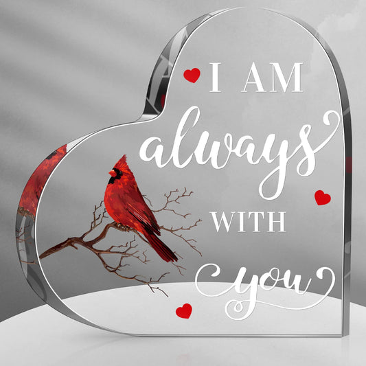 Yalikop Cardinal Gifts Red Cardinal Gift Memorial Gifts for Loss of Father Mother Sympathy Memorial Present Crystal Acrylic Bereavement Present for Loss of Loved One(I Am,5.95 x 6 x 0.6 Inches)