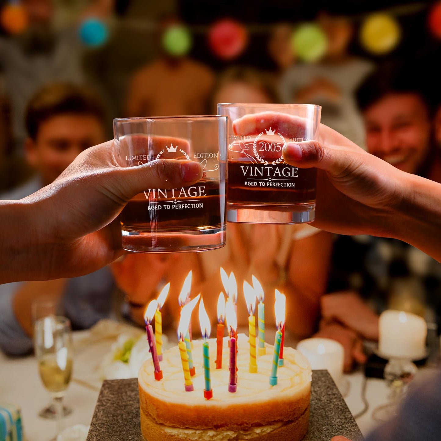 2025 21st Birthday Gift For Him, 21 Year Old Gifts For Men Whiskey Glass Set - 21st Birthday Decorations, Party Supplies - Bday Gifts Ideas For Him, Friends - Wood Box & Whiskey Stones & Coasters