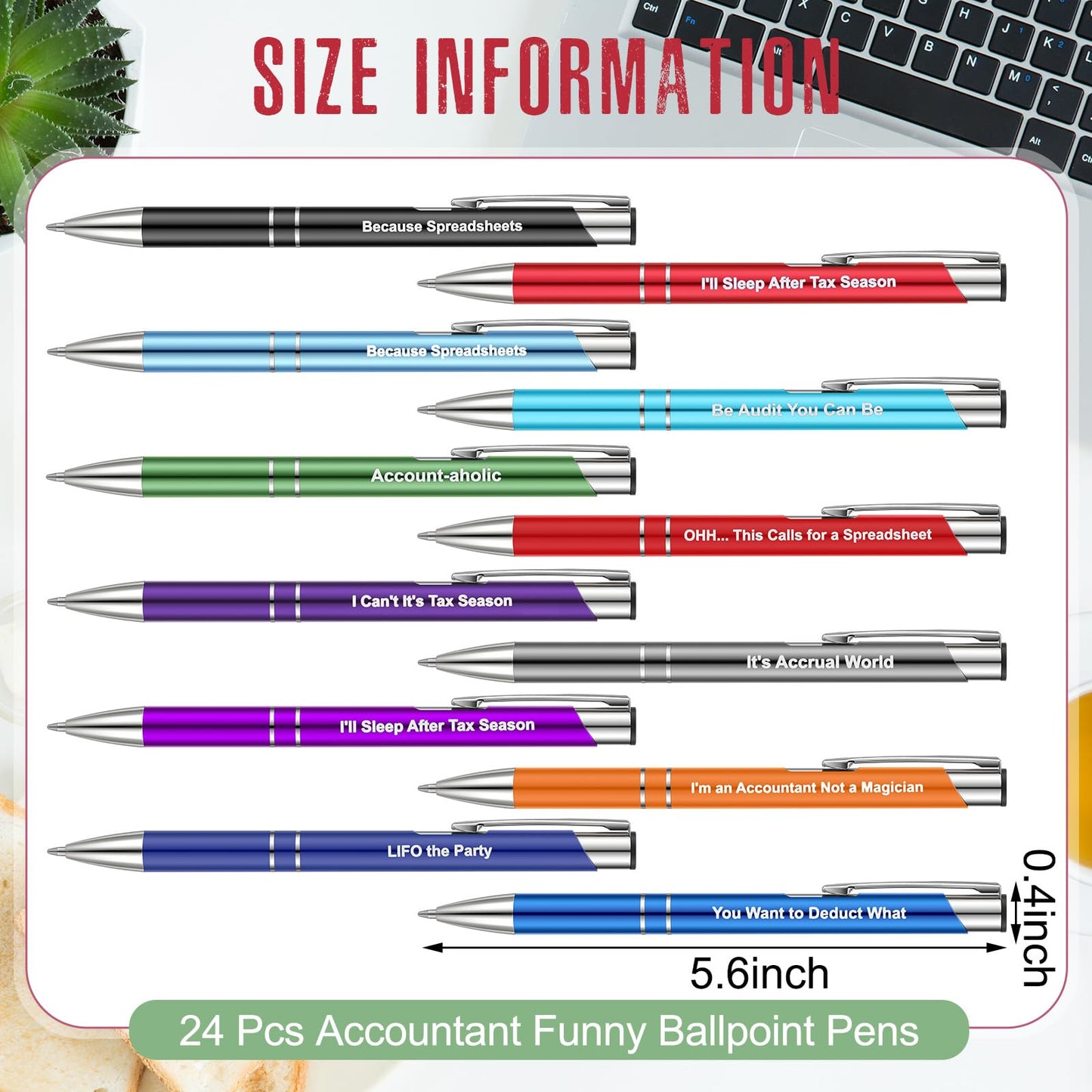 24 Pcs Funny Accountant Ballpoint Pens, Be Audit You Can Be Funny Accountant Gifts, Ballpoint Writing Pens Accounting Firm, Inspirational Gifts for Cpa Friends Women Coworkers Office Supply