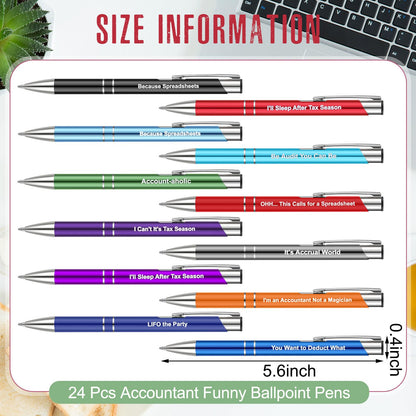 24 Pcs Funny Accountant Ballpoint Pens, Be Audit You Can Be Funny Accountant Gifts, Ballpoint Writing Pens Accounting Firm, Inspirational Gifts for Cpa Friends Women Coworkers Office Supply