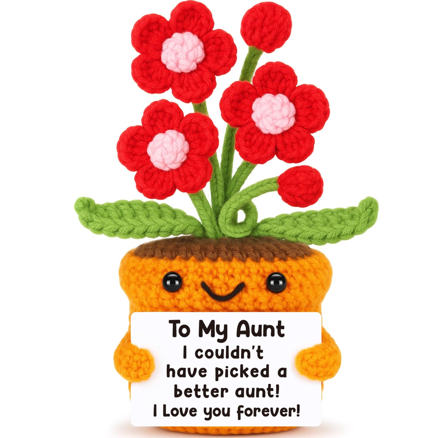 Agantree art Aunt Auntie Birthday Gifts from Niece Nephew, Best Auntie Ever Cool Aunt Club Gifts Christmas Handmade Crochet Flower I Love You Home Desk Decoration Positive Present