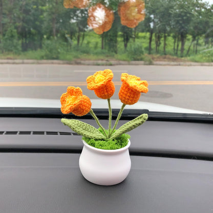 Joekaran Crochet Flowers Cute Little Flower, Farmhouse Fall Decor, Autumn Gifts for Women and Home, Thanksgiving, Halloween, Christmas, Office Desk Decoration (Orange Lily of the Valley)