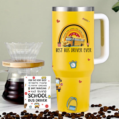 Lifecapido Bus Driver Appreciation Gifts, Best Bus Driver Ever 40oz Tumbler with Greeting Card, Bus Driver Gifts Thank You Gifts Birthday Gifts Christmas Gifts for Bus Driver School Bus Driver, Yellow