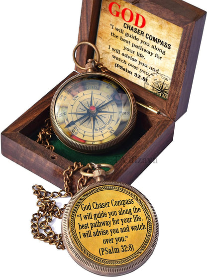 Be Strong and Courageous, Joshua 1:9, Solid Brass Directional Engraved Compass, Baptism Gifts for Boys Girls, First Communion, Christian Gifts for Men, First Confirmation Gifts for Boys
