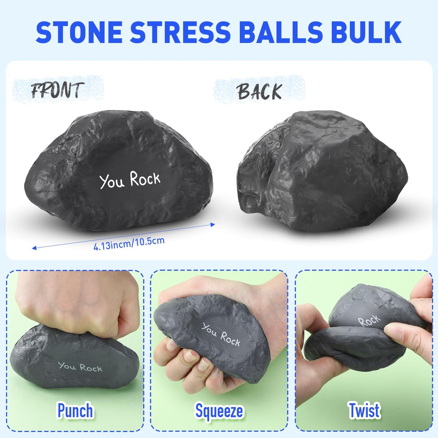 Gemscream Funny Inspirational Stress Balls for Adults Motivational Stress Reliever Squeezable Mini Foam Balls Appreciation Gifts for Employee Coworker Staff Teacher Nurse(20 Pcs,Stone)