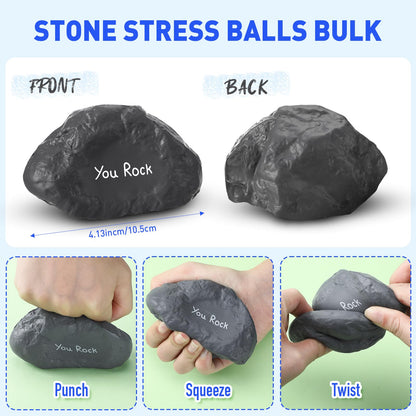 Gemscream Funny Inspirational Stress Balls for Adults Motivational Stress Reliever Squeezable Mini Foam Balls Appreciation Gifts for Employee Coworker Staff Teacher Nurse(20 Pcs,Stone)