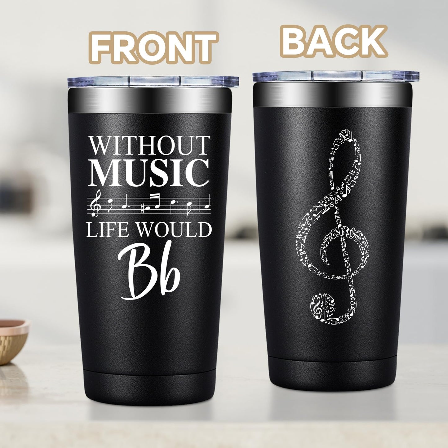Fufandi Music Lover Gifts for Men Male, Him, Music Teacher Gift - Gifts for Musical Lovers, Musician Tumbler Gift - Tumbler Cup 20oz