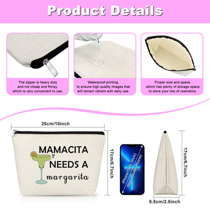 Drinking Lover Gift for Women Margarita Lover Gift Makeup Bag Tequila Cocktail Present Cosmetic Bag Girl Bartender Trip Bachelorette Party Christmas Birthday Present for Sister Bff Travel Pouch
