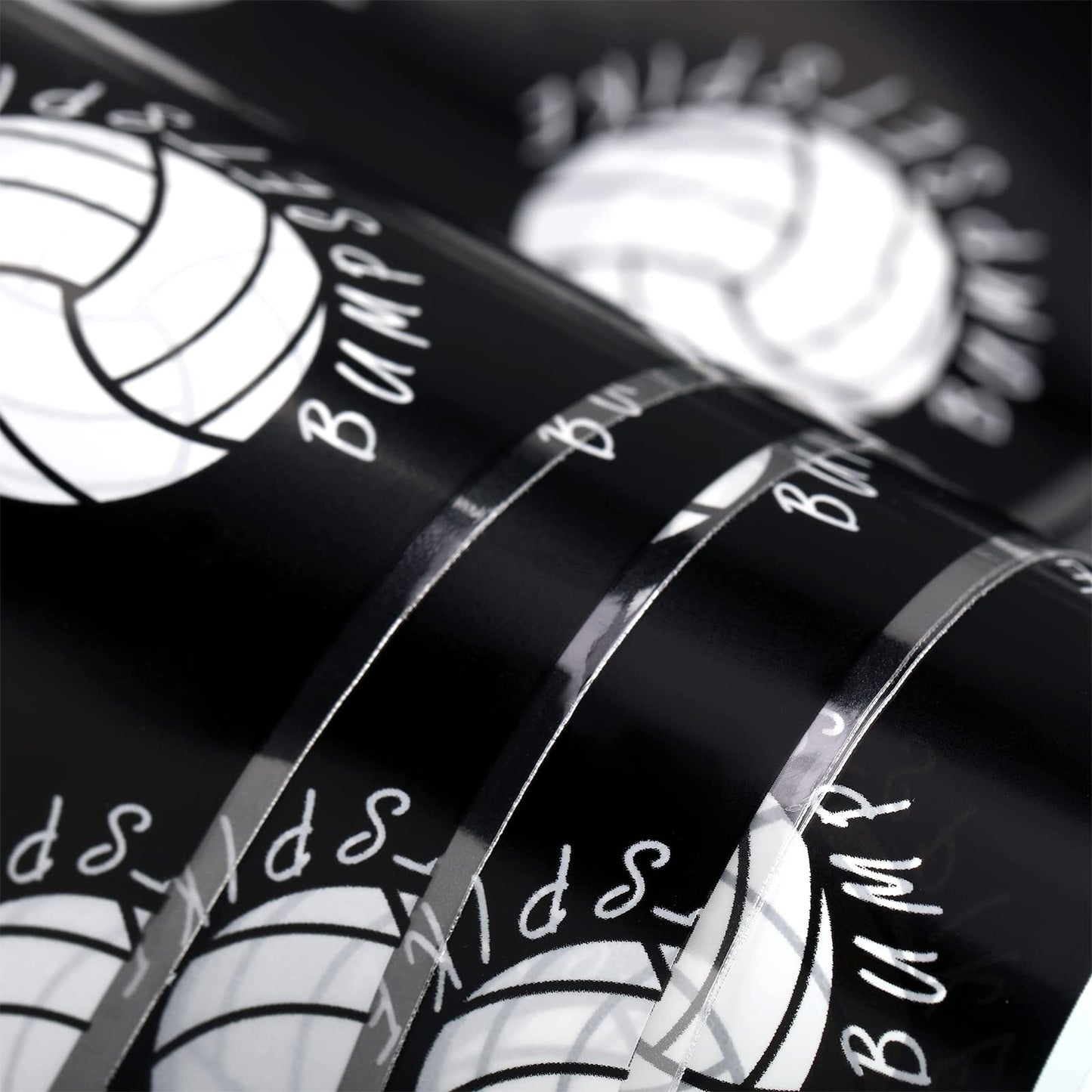 Teling 100 Pcs Volleyball Gift Bags with Handles 9.84 x 6.3 Inch Volleyball Cellophane Party Treat Candy Goodie Bags for Sport Theme Birthday Party Favor Decoration Supplies(Black)
