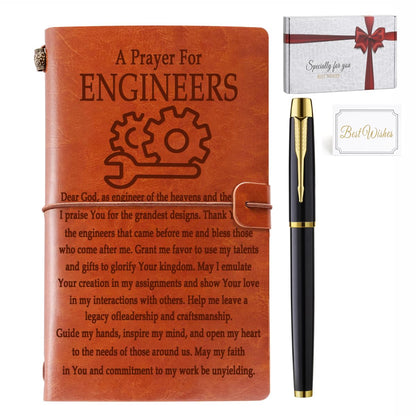 Engineer Gifts for Women Men, Engineer’s Prayer Leather Journal Notebook Gifts for Engineers, Engineering Student Gift Inspirational Gift Graduation Gifts Retirement Gift for Engineer