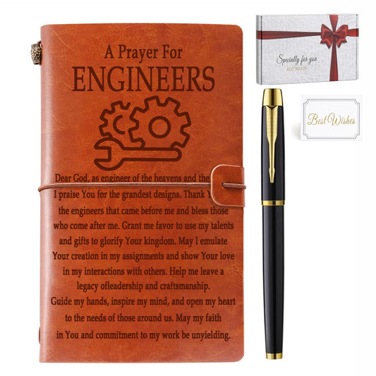Engineer Gifts for Women Men, Engineer’s Prayer Leather Journal Notebook Gifts for Engineers, Engineering Student Gift Inspirational Gift Graduation Gifts Retirement Gift for Engineer