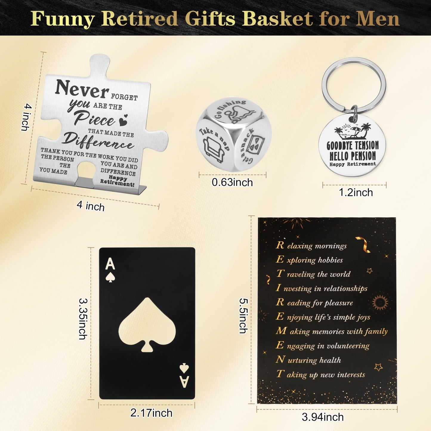8 Pcs Retirement Gifts for Men 2026, The Legend has Retired Gift Ideas for Man Includes 11Oz Mug Cup Baseball Cap Socks Plaque Dice Keychain, Happy Retirement Gifts for Dad, Coworker, Boss, Teachers