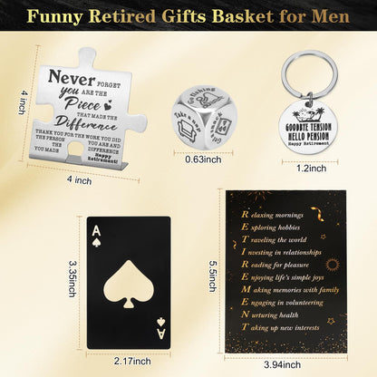 8 Pcs Retirement Gifts for Men 2026, The Legend has Retired Gift Ideas for Man Includes 11Oz Mug Cup Baseball Cap Socks Plaque Dice Keychain, Happy Retirement Gifts for Dad, Coworker, Boss, Teachers