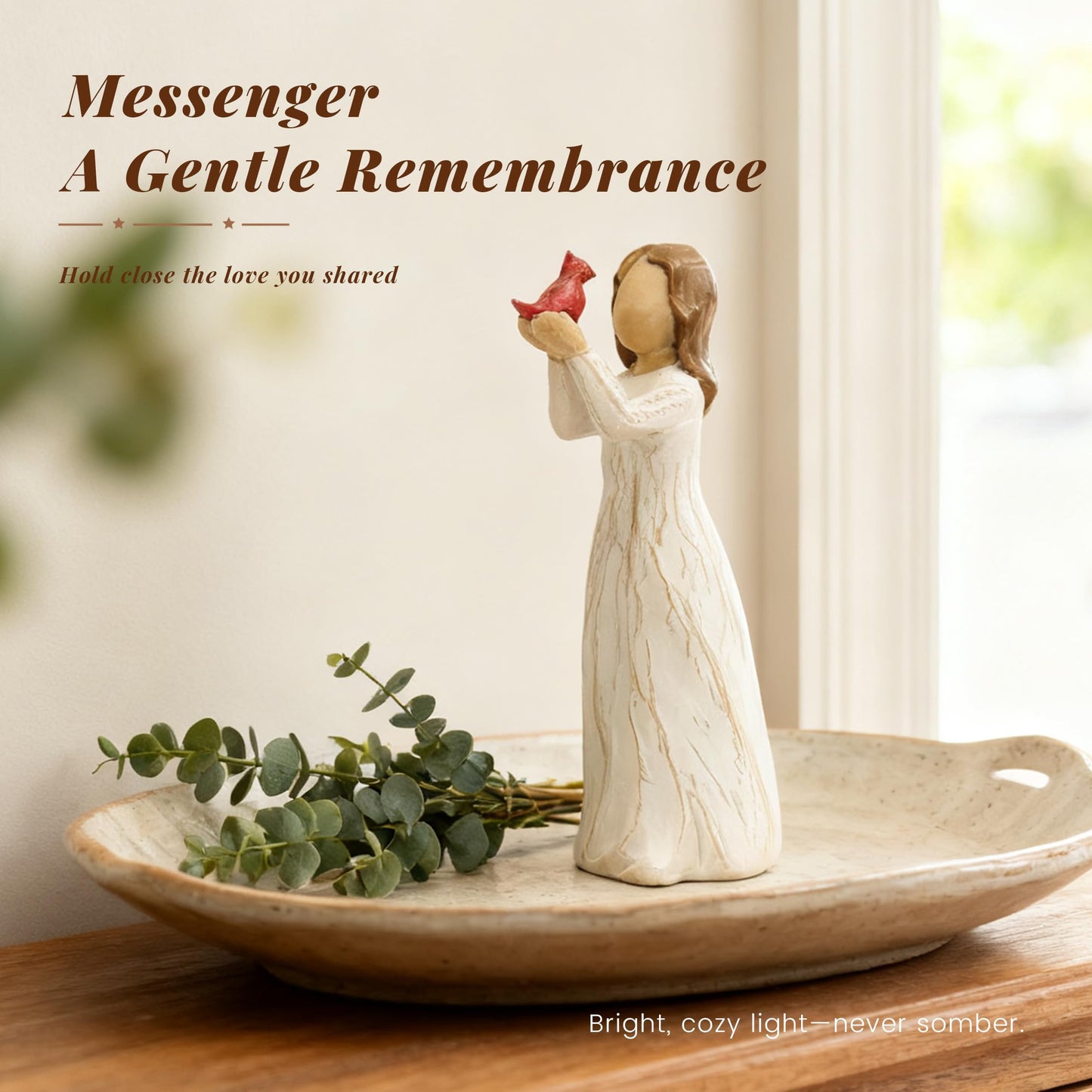 Cardinal Gifts for Women Angel Cardinal Figurine Decor Memorial Sympathy Gifts for Loss of Loved One Holding Hope