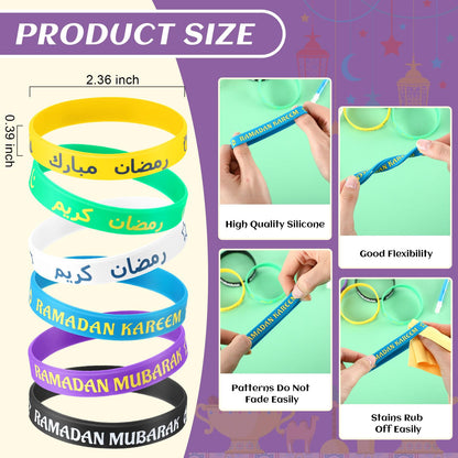 Feifeiya 96 Pcs Ramadan Eid Mubarak Gifts, Eid Pencils Ramadan Wristbands Party Favors Muslim Gifts for Kids Students Classroom Party Supplies