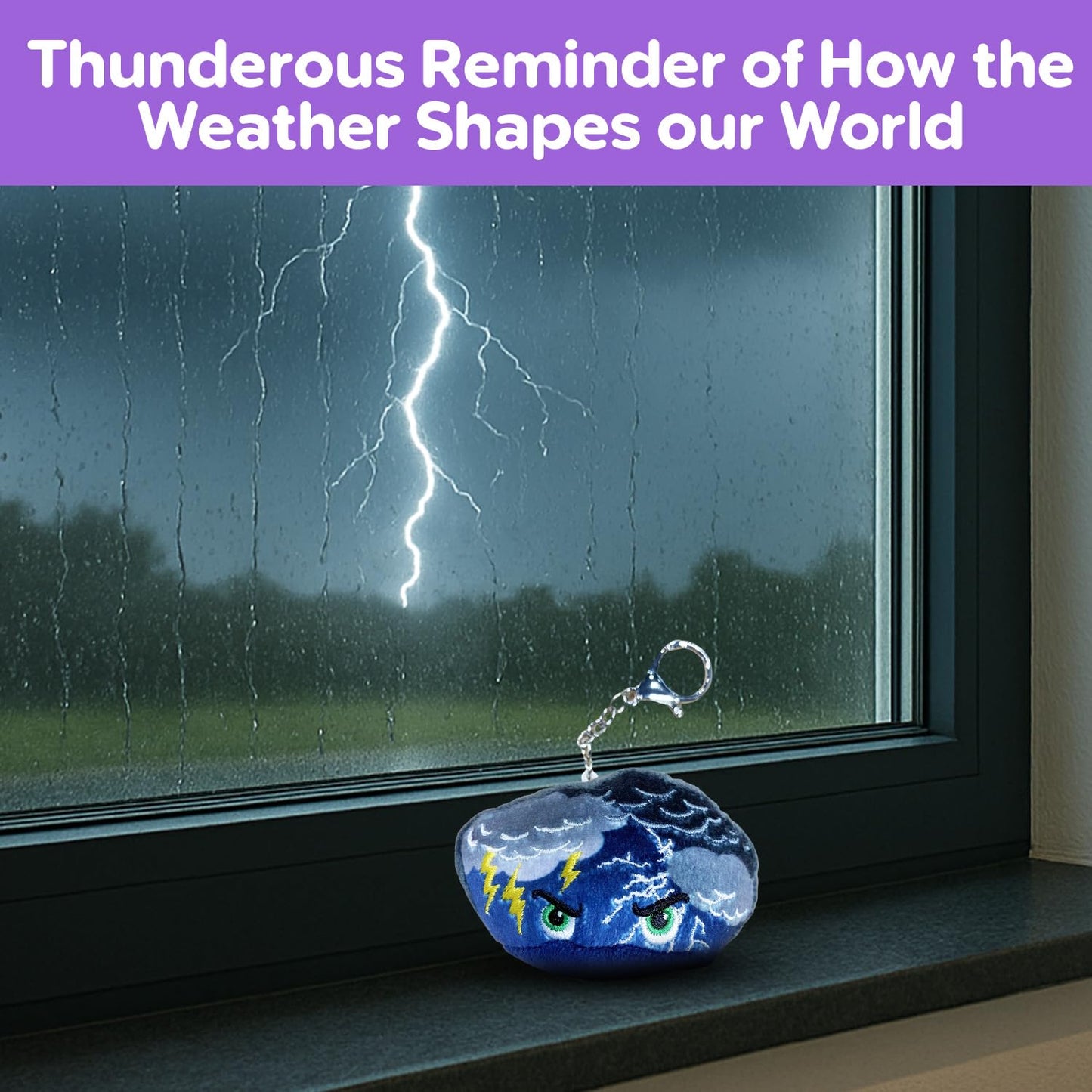 Thunderheads Plush Keychain Weather Educational Plush Bag Charm with Fact Card