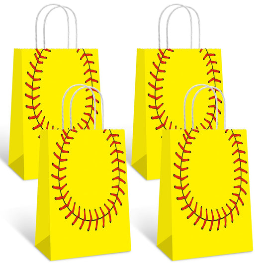 Lusmajoy 12 PCS Softball Gift Bags, Softball Goodie Bags for Softball Birthday Party Supplies, Softball Bag for Kids Treat Bags, Basketball Favor Bags