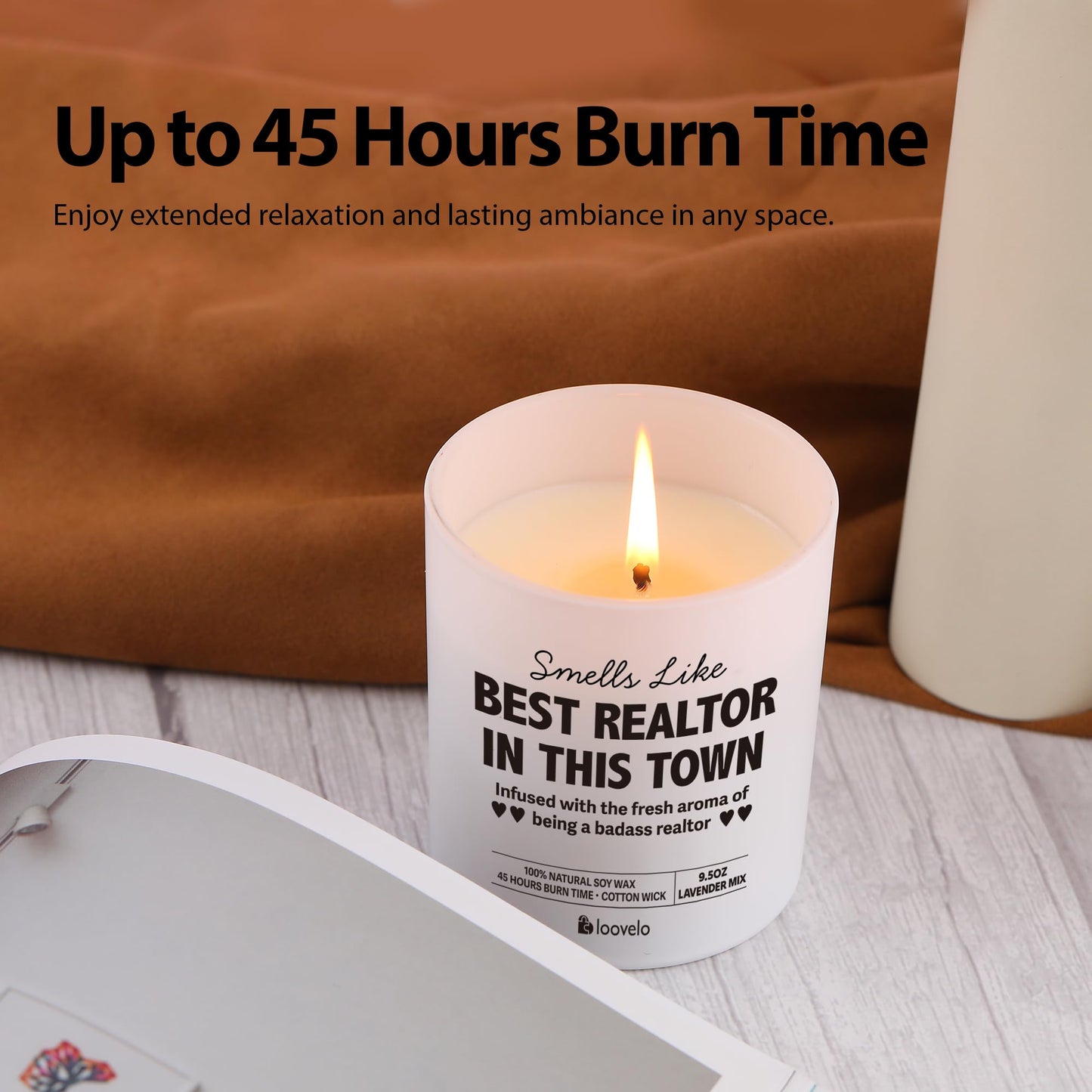 Smells Like Best Realtor in This Town Realtors Gifts Brokers Real Estate Agents Closing Gifts for Realtor Salesman Saleswomen Scented Candle for Home Office Jar Candle Floral Lavender Scent 9.5 oz