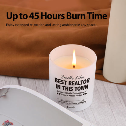 Smells Like Best Realtor in This Town Realtors Gifts Brokers Real Estate Agents Closing Gifts for Realtor Salesman Saleswomen Scented Candle for Home Office Jar Candle Floral Lavender Scent 9.5 oz