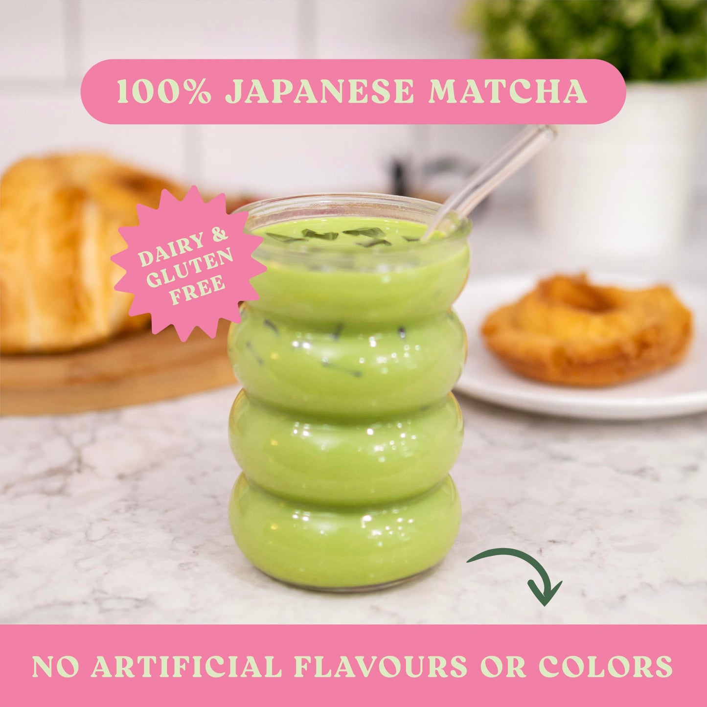 The Harmony Matcha Strawberry (10 Sticks) Premium Japanese Matcha Powder, Rich in Antioxidants & L-Theanine, Sweetened with Organic Sugar, No Preservatives