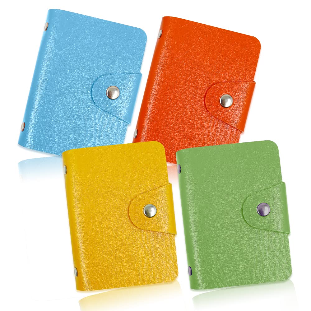4Pcs Credit Card Holder, Leather Business Card Organizer with 24 Card Slots, Credit Card Protector, Credit Card Wallet Sleeve Case for Managing Your Cards, Style B