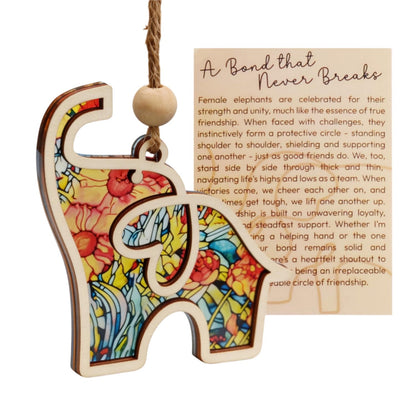 Friendship Elephant Ornament with Story Card - Suncatcher Birthday & Holidays Gifts for Women friends ,Best Friend & Sister Special Bond Decor Unique Mother’s Day gift for friends