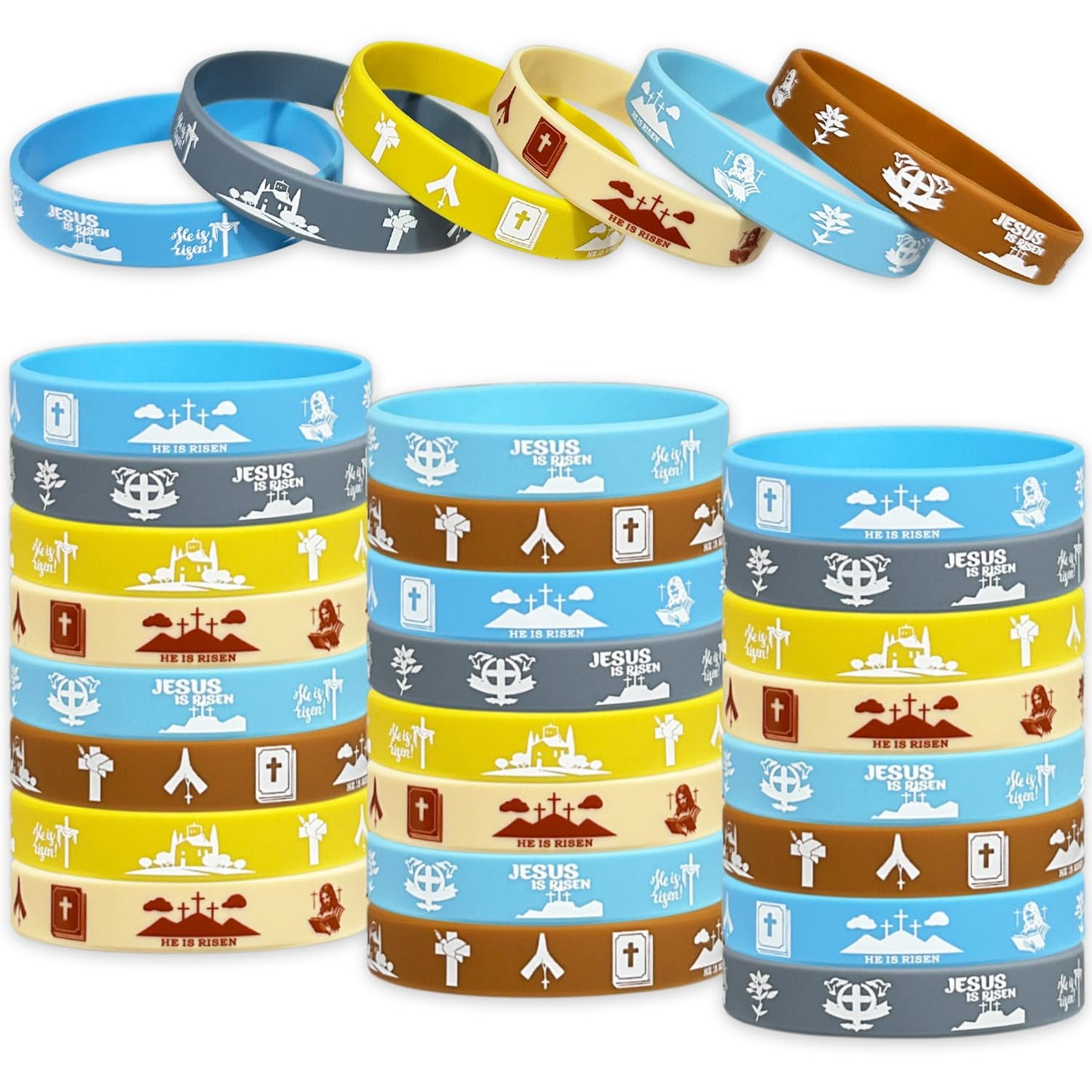 He is Risen Rubber Bracelets Happy Easter Themed Party Supplies Silicone Wristbands He is Risen Easter Party Favors Gift Goodie Bag Fillers Stuff Set of 24 Counts