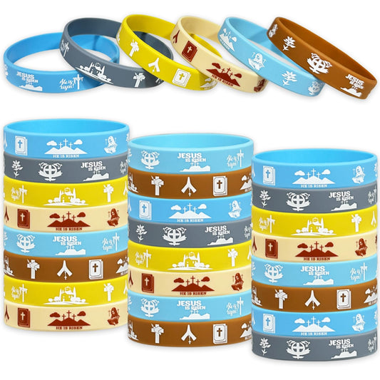 He is Risen Rubber Bracelets Happy Easter Themed Party Supplies Silicone Wristbands He is Risen Easter Party Favors Gift Goodie Bag Fillers Stuff Set of 24 Counts