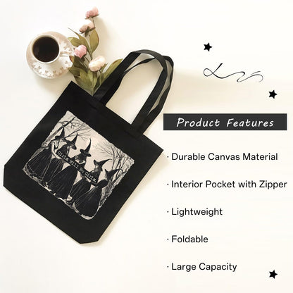 Kimoli Aesthetic Witchy Canvas Tote Bag for Women Funny Witchy Gifts for Women Cute Girls Will Be Girls Canvas Bag Spooky Reusable Beach Shoulder Grocery Casual Bag for Work Travel, Black
