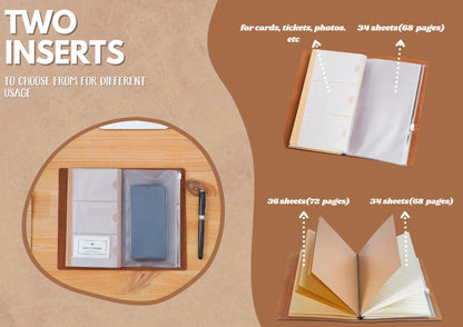 InnoBeta Coffee gifts Leather Journal Notebook with Pen, for Coffee Lovers, Men, Women on Birthday, Refillable Sketchbook, Travel Diary, Lined Planner, 7x5 Inches, Brown