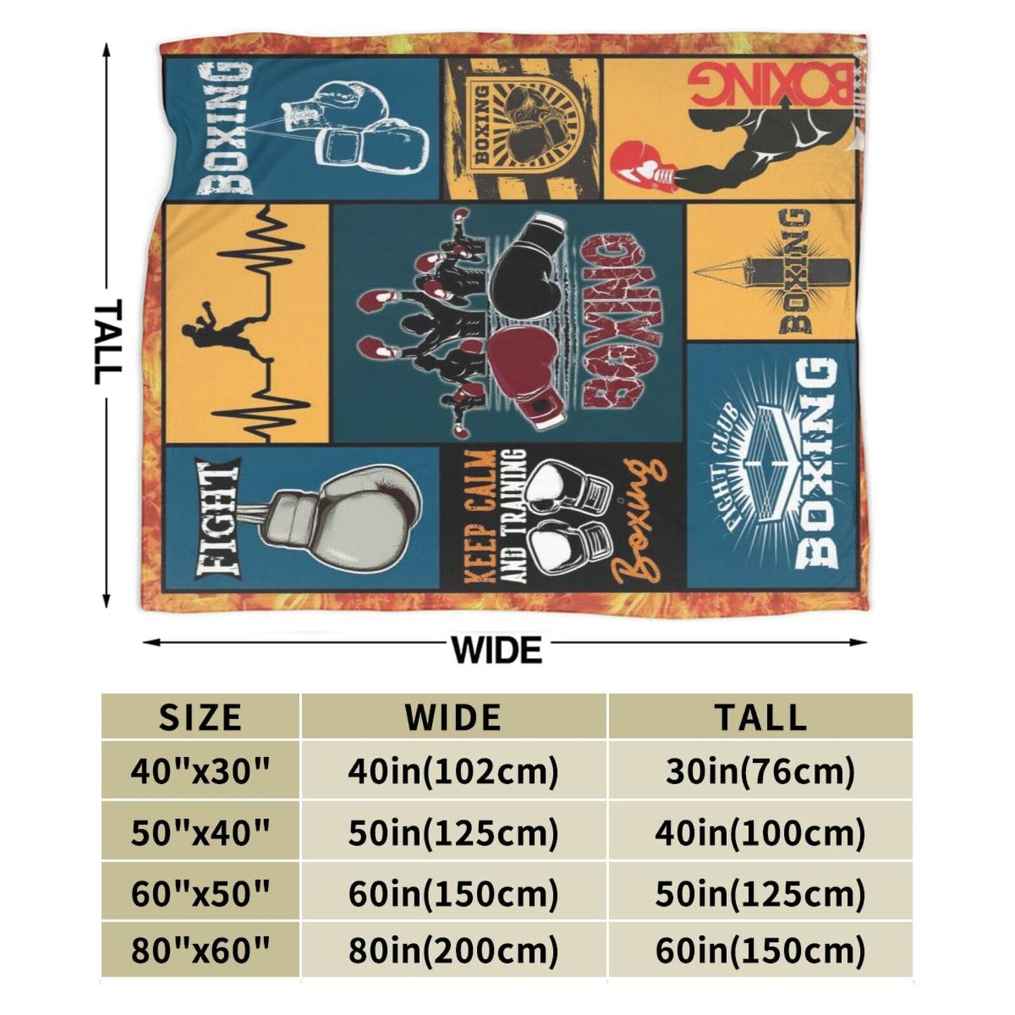 Boxing Blanket Super Soft Warm Boxing Sports Throw Blanket Gift for Men Women Boys Cozy Fluffy Plush Lightweight Flannel Gifts Fleece Blankets for Kids Adults 50"X40"