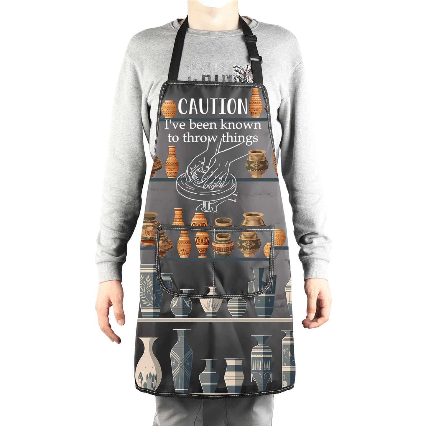 MBMSO Pottery Artist Apron for Pottery Lover Gifts Ceramics Gifts Caution I've Been Known To Throw Things Pottery Maker Gifts